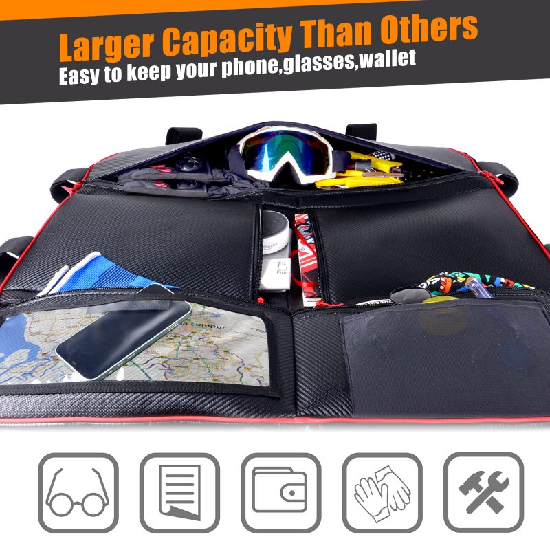 Goldfire Overhead Storage Bags Center Roof Top Map Bag Tool Organizers Gear Bag Compatible with Polaris RZR XP 1000 2 Seat or 4 Seat All Years Models RZR 1000 XP Accessories (Black) - Image 2